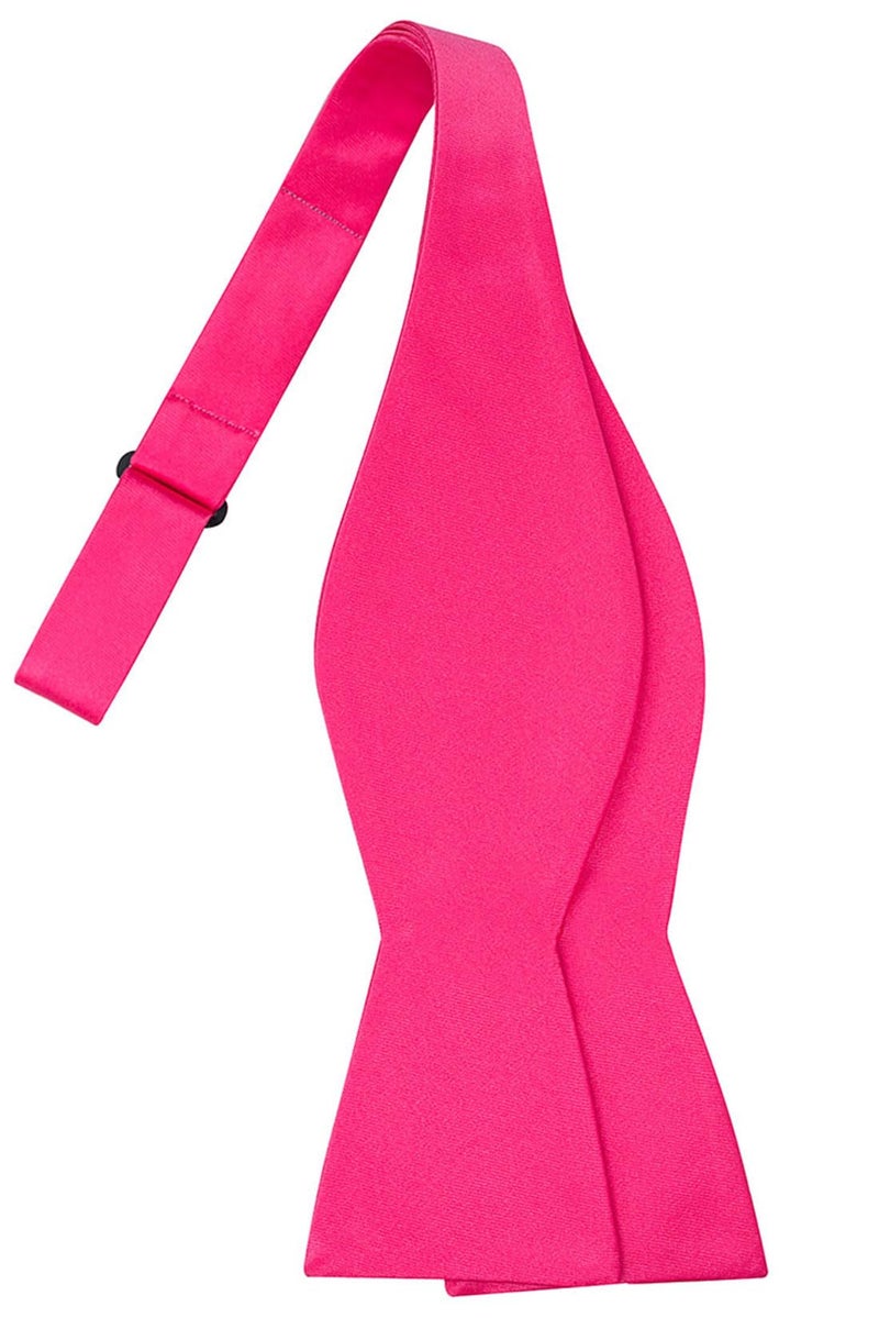 KissTies Flamingo Pinky Red Self Tied Bow Ties Satin Wedding Bowties + Gift Box - Image 1